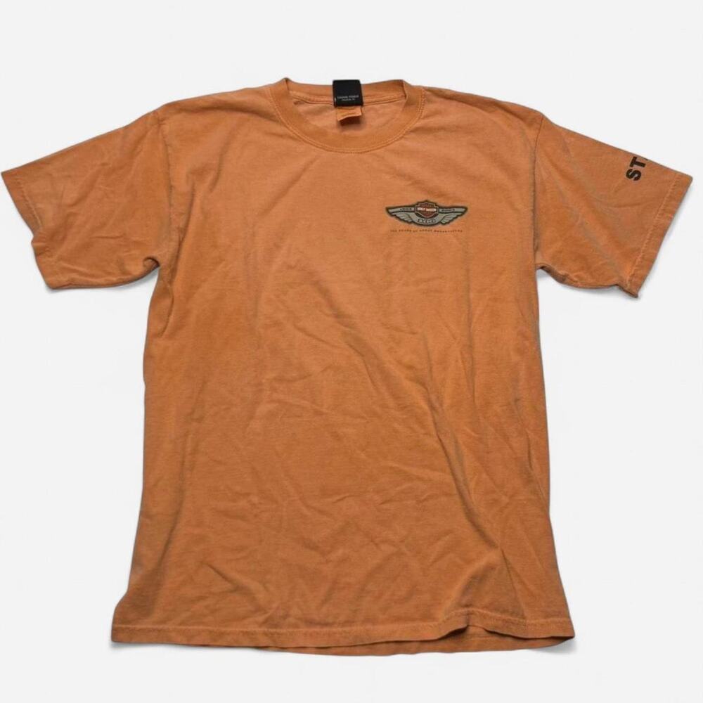 Vintage 2003 Harley-Davidson 100th Anniversary Staff Tee Orange Large Y2K